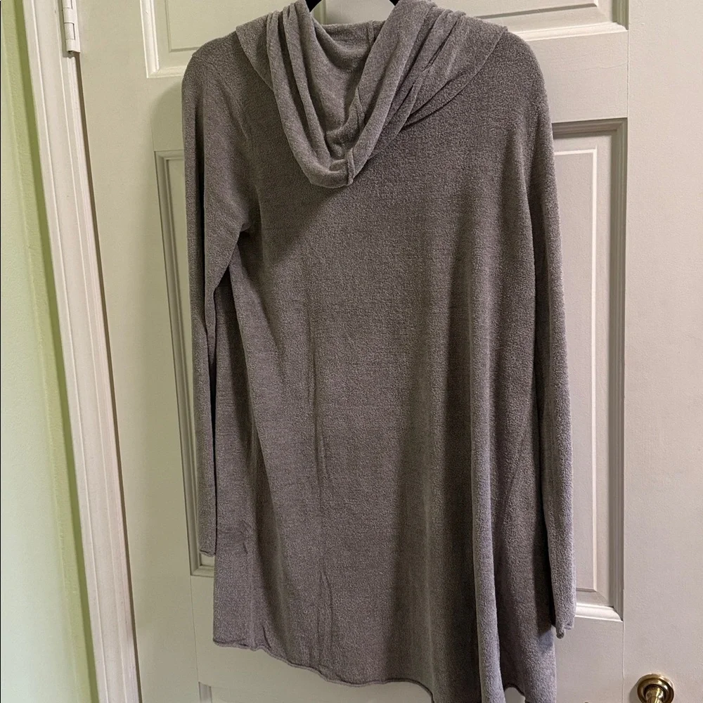 NEW Barefoot Dreams light Gray Hooded Open Cardigan, Sz S - Picture 2 of 5